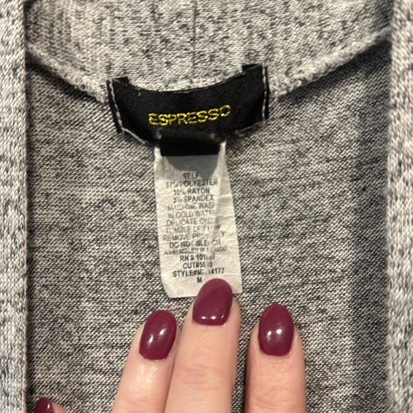 Espresso Size Medium- Sleeveless Duster Cardigan, Heathered Gray. - Picture 3 of 7